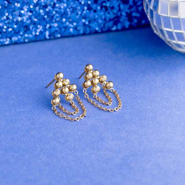 Draped Delight Gold Drop Earrings,,hi-res image number null
