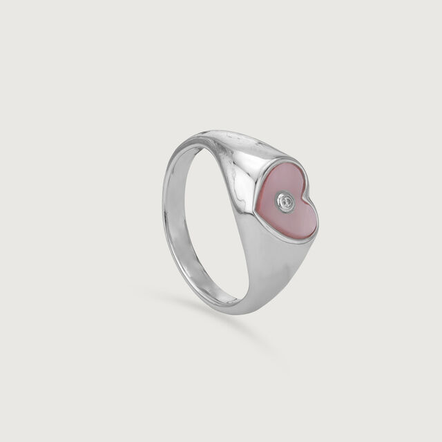 Mother of Pearl Heart Silver Ring,,hi-res image number null