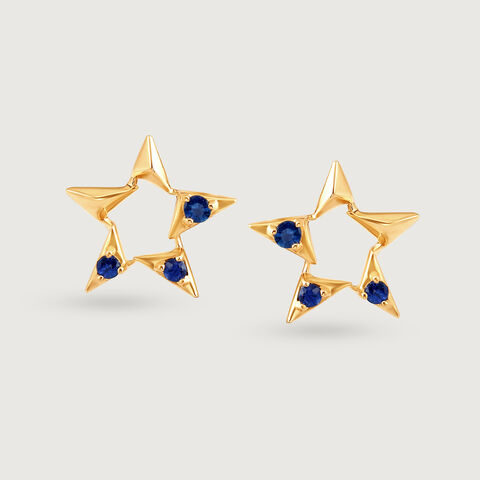 Luminous Brilliance Blue Sapphire 14KT Stud Earrings