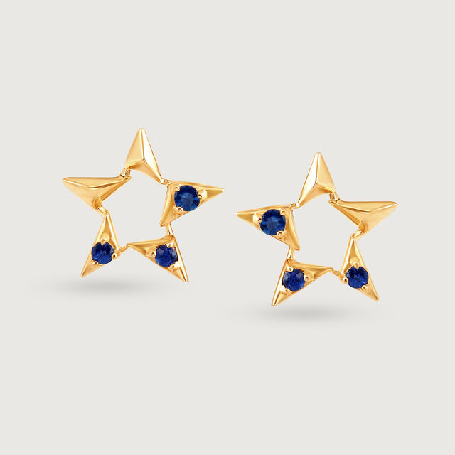 Luminous Brilliance Blue Sapphire 14KT Stud Earrings,,hi-res image number null