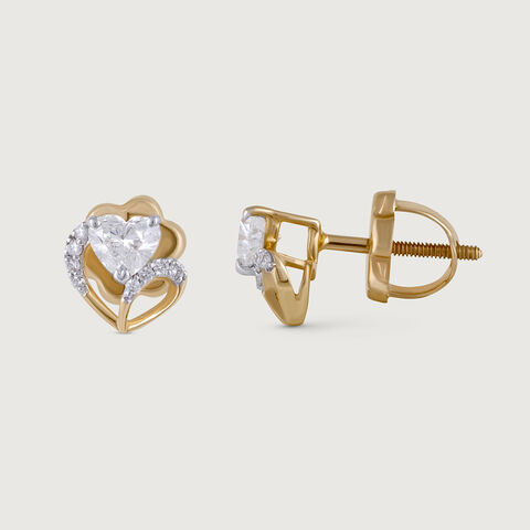 Heartfelt Radiance 14 kt gold & Diamond Stud Earrings