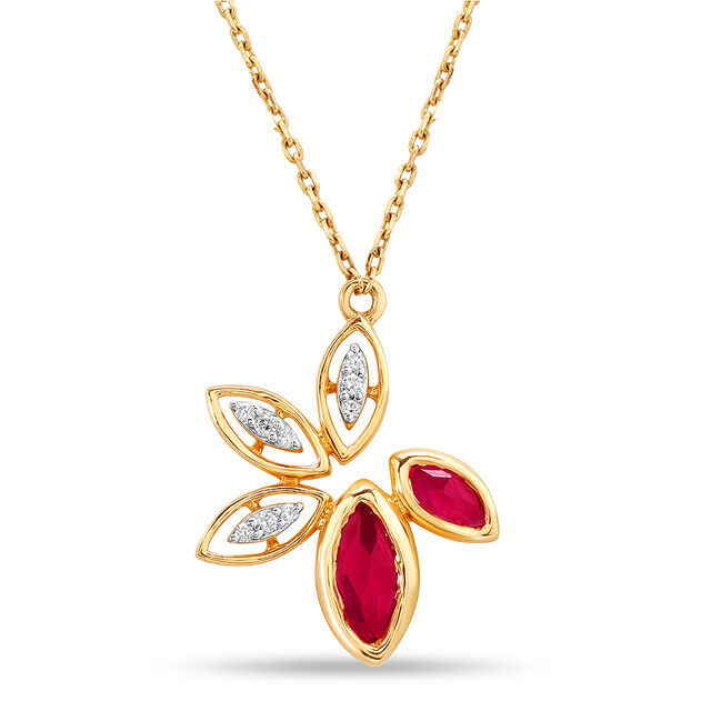 14KT Yellow Gold Floral Necklace,,hi-res image number null