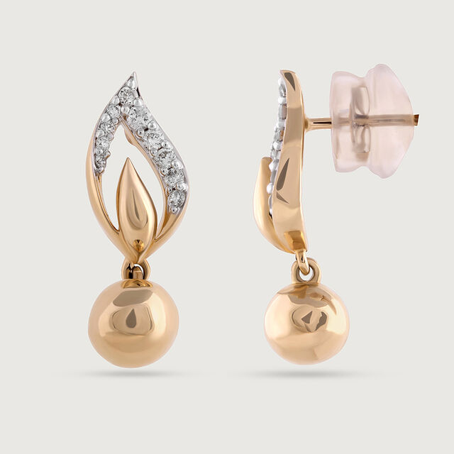 Subtle Glamour Gold & Diamond Drop Earrings,,hi-res image number null