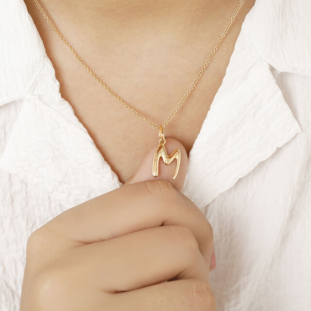 Letter Perfect 'M' Gold Pendant,,hi-res image number null