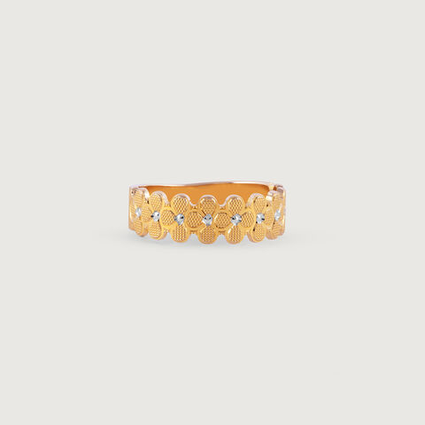 Textured Floral Gold Finger Ring