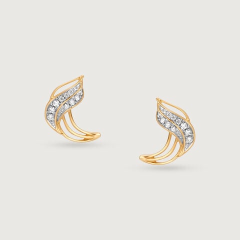 Dancing Breeze 14 Kt Gold & Diamond Stud Earrings
