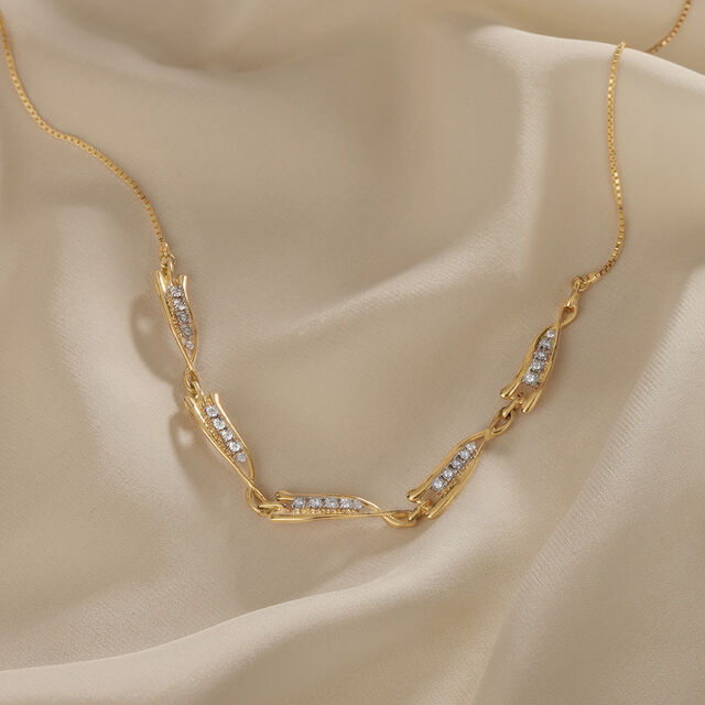 Elegant Rivulet 14 Kt Gold & Diamond Necklace,,hi-res image number null