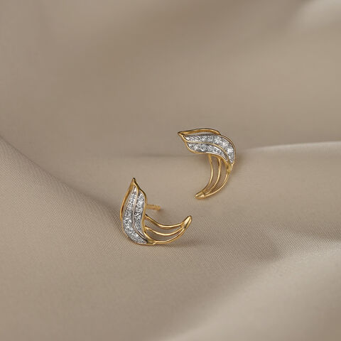Dancing Breeze 14 Kt Gold & Diamond Stud Earrings
