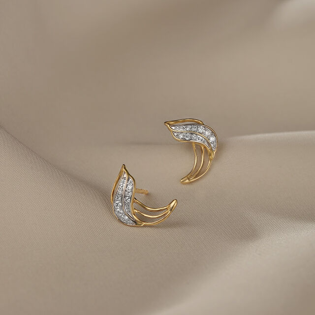 Dancing Breeze 14 Kt Gold & Diamond Stud Earrings,,hi-res image number null