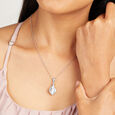 Alluring Pearl Silver Pendant & Chain,,hi-res view 2