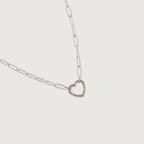 Heart Link Silver Necklace