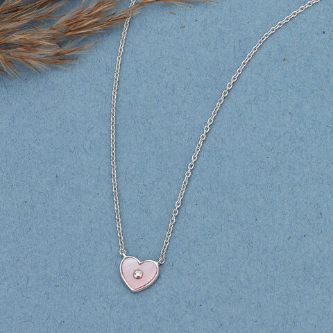 Mother of Pearl Heart Silver Necklace