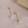Serene Sunlit Pearl & Diamond Drop Earrings,,hi-res view 1