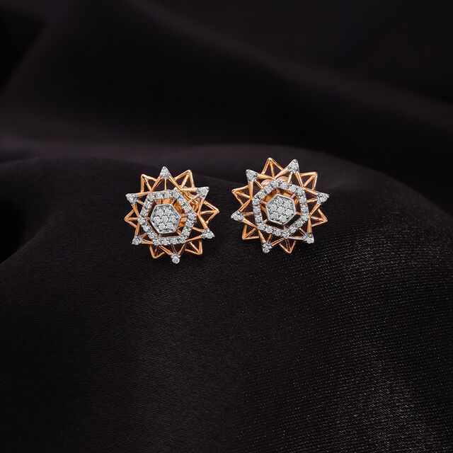 Spectral Glow 14 Kt Gold and Diamond Stud Earrings,,hi-res image number null