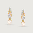 Meandering River 18KT Diamond & Pearl Drop Earrings,,hi-res view 3