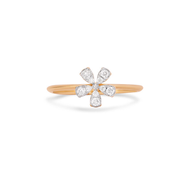 Floral Brilliance Gold & Diamond Finger Ring,,hi-res image number null