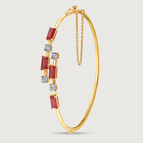 Sparkling Baguettes 14KT Ruby & Diamond Bangle