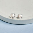 Minimalist Pearl Silver Stud Earrings,,hi-res view 1