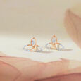 Loop Elegance Gold & Diamond Stud Earrings,,hi-res view 1