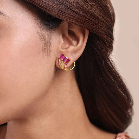 Allure 14KT Ruby Hoop Earrings