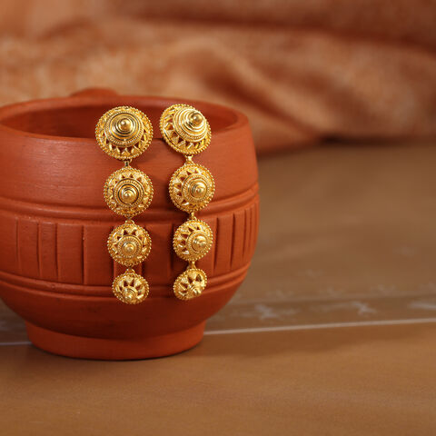 Enchanting Warli 22KT Gold Drop Earrings