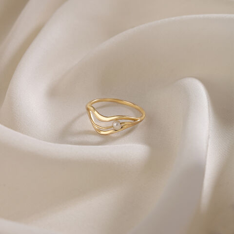 Whimsical Waves 14 Kt Gold & Pearl Ring