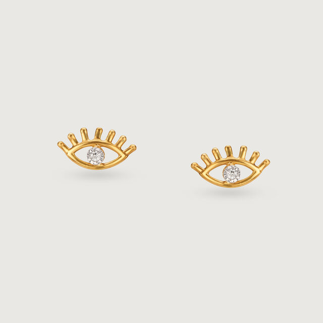 Shimmering Gaze 14 Kt Gold and Diamond Stud Earrings,,hi-res image number null