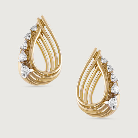 Basketry Flow Gold and Diamond Stud Earrings