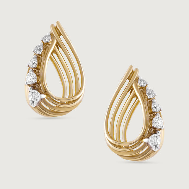 Basketry Flow Gold and Diamond Stud Earrings,,hi-res image number null