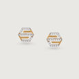 Hexagon Edge Gold & Diamond Stud Earrings,,hi-res view 3