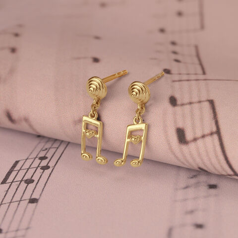 Melodic Love Note 14KT Gold Drop Earrings
