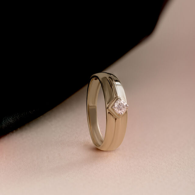 Edgy Angles Gold & Diamond Finger Ring for Men,,hi-res image number null