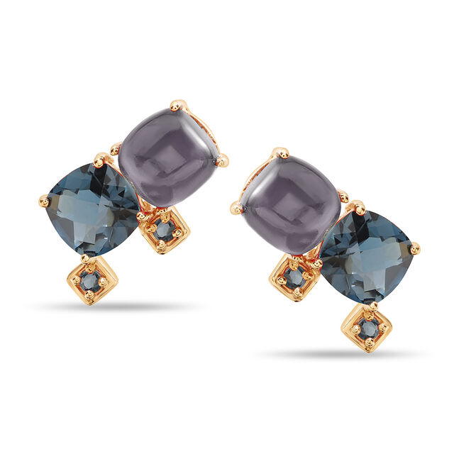 Serenade Sparkles  14KT London Blue Topaz Stud Earrings,,hi-res image number null