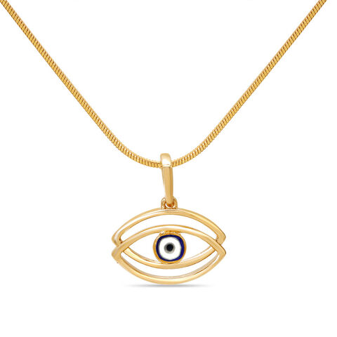 14KT Yellow Gold Layered Evil Eye Pendant