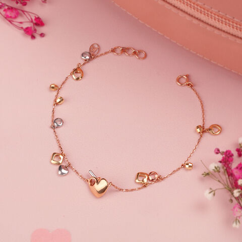14KT Golden Trio of Hearts Bracelet