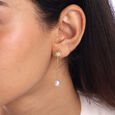 Serene Sunlit Pearl & Diamond Drop Earrings,,hi-res view 2