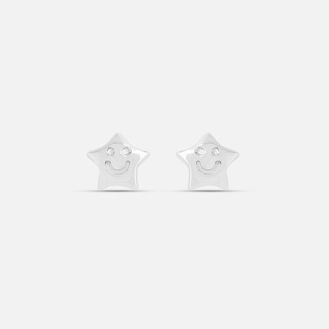 Happy Star Silver Stud Earrings