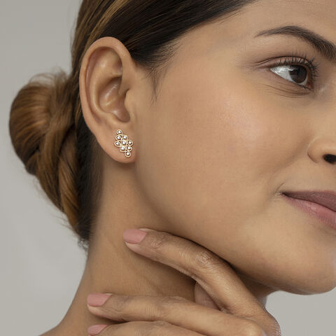 Kollam Wander Gold and Diamond Stud Earrings