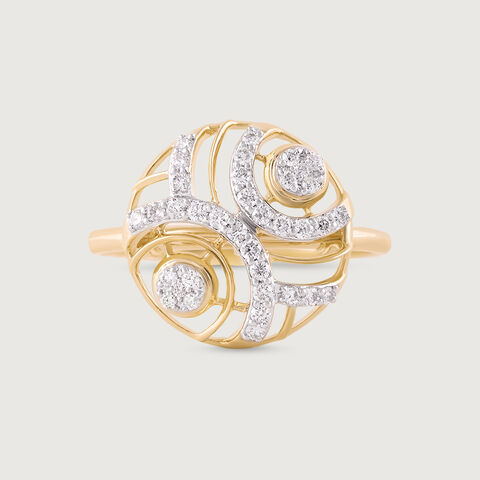 Laser Swirl Gold & Diamond Finger Ring