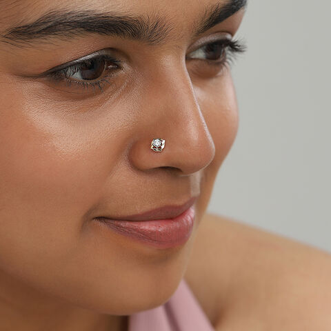 Sparkling Charm Gold and Diamond Nose Pin