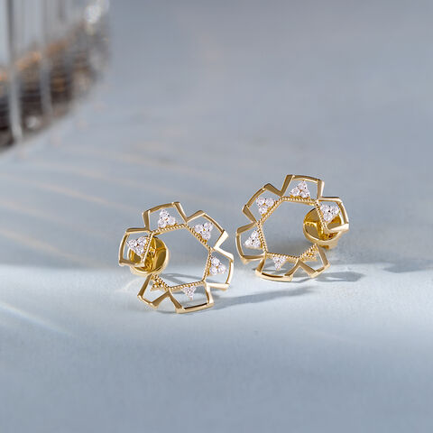 Prism Charm Gold Stud Earrings