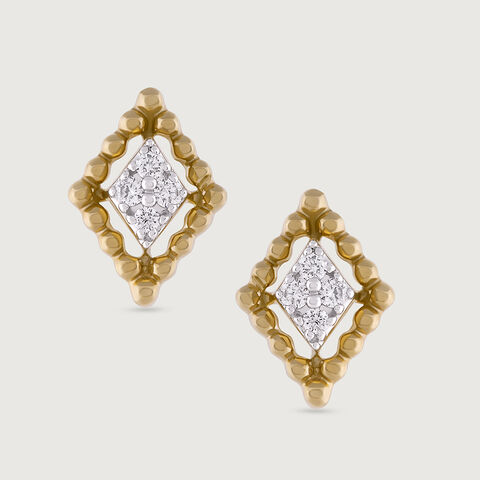 Sequine Radiance Gold & Diamond Stud Earrings