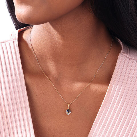 Sparkly Blue Diamond & Gold Pendant