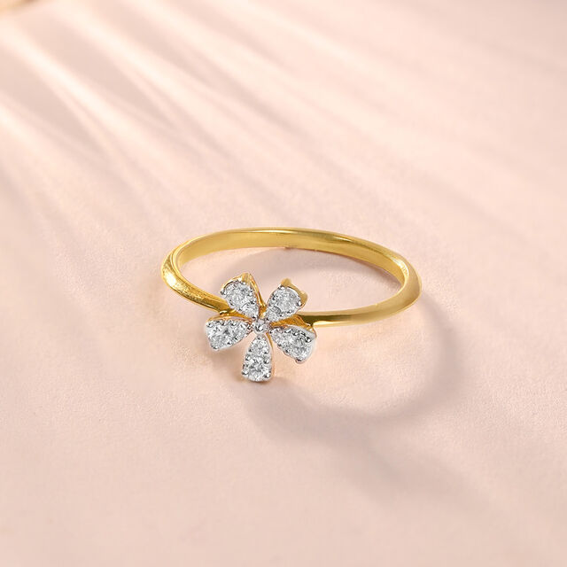 Floral Brilliance Gold & Diamond Finger Ring,,hi-res image number null