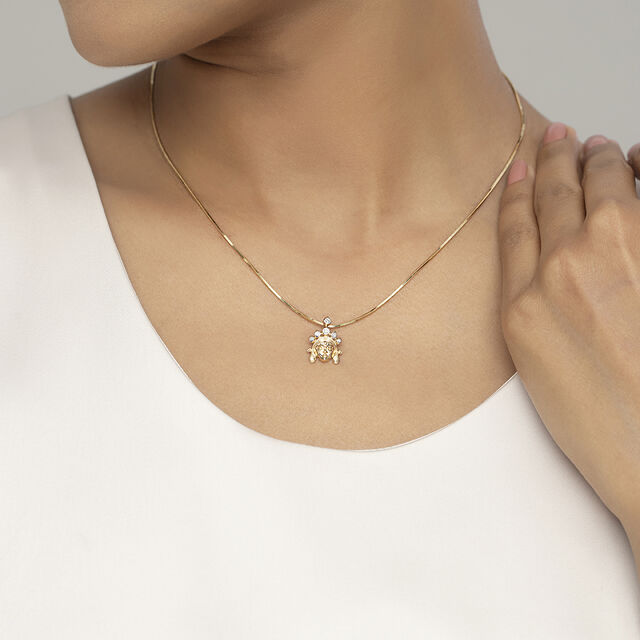 Maa Durga Gold and Diamond Pendant,,hi-res image number null