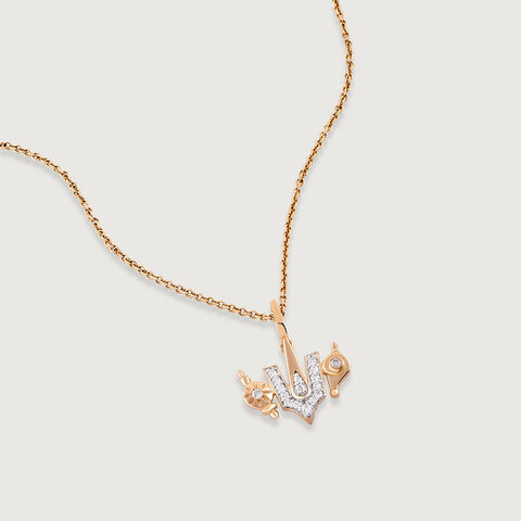 Balaji Shankh Chakra Namah Gold and Diamond Pendant