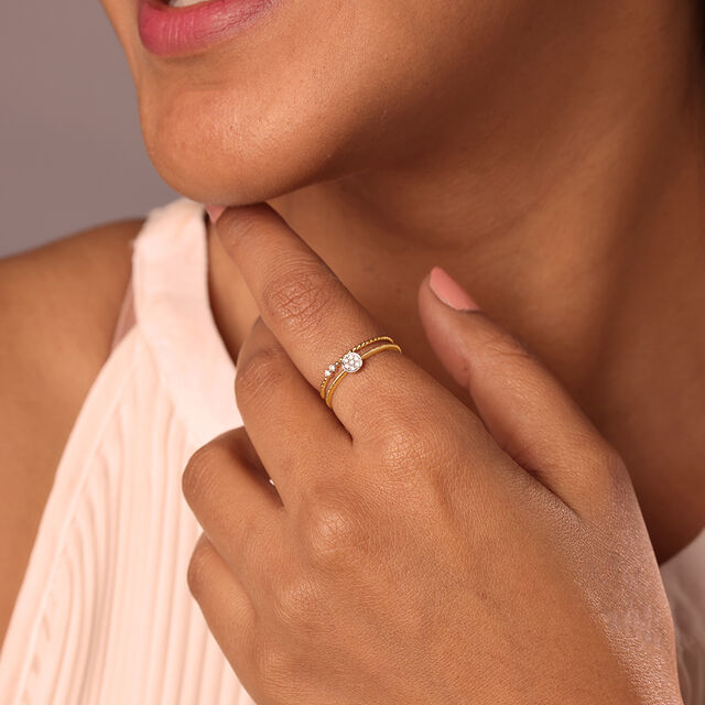 Sleek Stardust 14KT Gold & Diamond Ring,,hi-res image number null