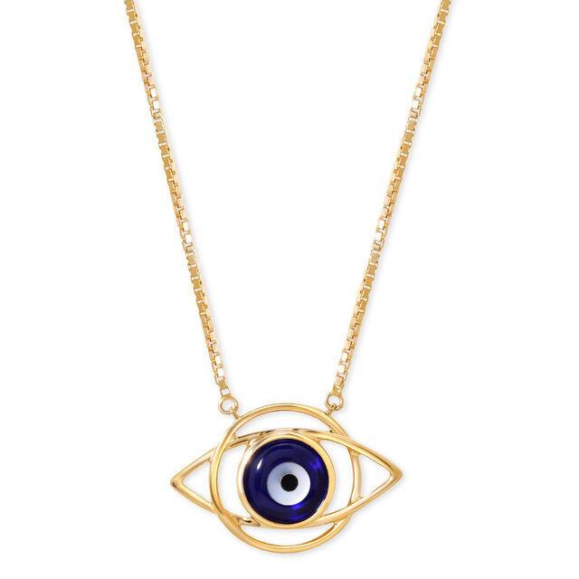 14KT Yellow Gold Geometric Evil Eye Necklace,,hi-res image number null