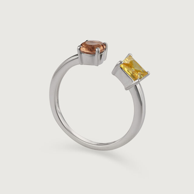 Smokey Elegance & Citrine Spark Silver Finger Ring,,hi-res image number null