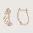 Leafy Radiant Gold & Diamond Hoop Earrings,,hi-res view 4
